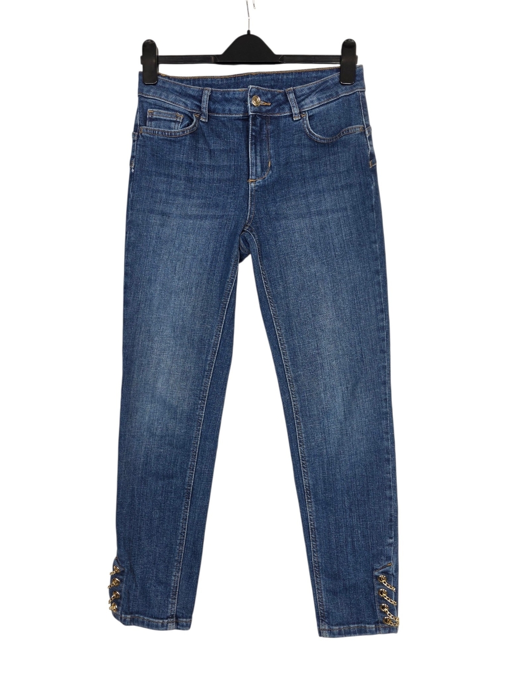 Liu Jo Midwashed indigo  Skinny Jeans with Gold Chain Detail